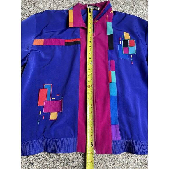 Vintage Peter Popovitch Jacket Bold Bright Print Zip Front 80s Size XL - Picture 5 of 6